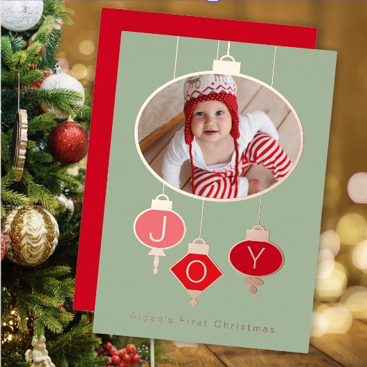 ベビーの初めてのクリスマスフォトホリデーカード 箔シーズンカード