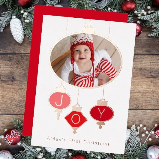 ベビーの初めてのクリスマスフォトホリデーカード 箔シーズンカード