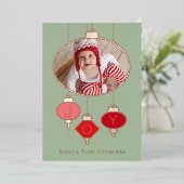 ベビーの初めてのクリスマスフォトホリデーカード 箔シーズンカード (立ち正面)