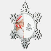 ベビーの初めてのクリスマスフォトホリデー スノーフレークピューターオーナメント (右)