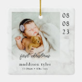 ベビーの初めてのクリスマスフォトマーブル セラミックオーナメント (裏面)