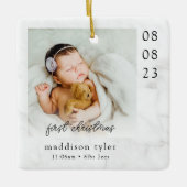 ベビーの初めてのクリスマスフォトマーブル セラミックオーナメント (正面)