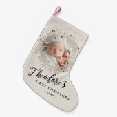 ベビーの初めてのクリスマスフォトリース名 スモールクリスマスストッキング (正面 (吊り時))