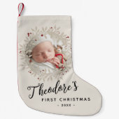 ベビーの初めてのクリスマスフォトリース名 スモールクリスマスストッキング (正面)