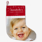 ベビーの初めてのクリスマスフォトレッド スモールクリスマスストッキング (正面)