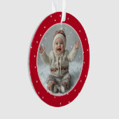 ベビーの初めてのクリスマスフォト水玉模様新しい親 オーナメント (正面)