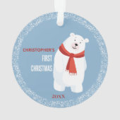 ベビーの初めてのクリスマスブルーキュートポーラーベア オーナメント (裏面)