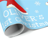 ベビーの初めてのクリスマスブルーサンタハットスノーフレーク ラッピングペーパー (ロールコーナー)