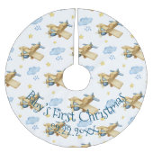 ベビーの初めてのクリスマスブルーボーイウォーターカラー ブラッシュドポリエステルツリースカート (正面)