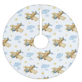 ベビーの初めてのクリスマスブルーヴィンテージ水彩 ブラッシュドポリエステルツリースカート (正面)