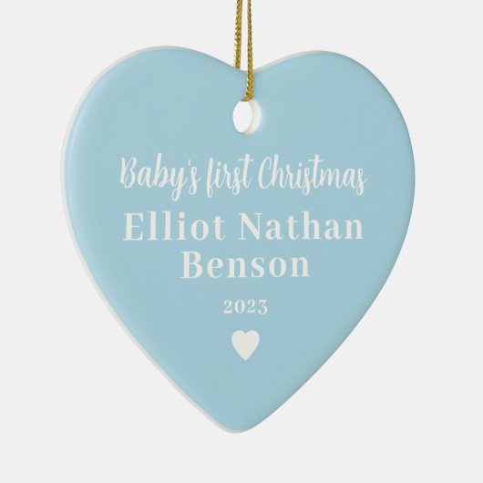 ベビーの初めてのクリスマスブルー完全写真 セラミックオーナメント (右)