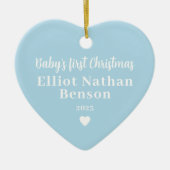 ベビーの初めてのクリスマスブルー完全写真 セラミックオーナメント (正面)
