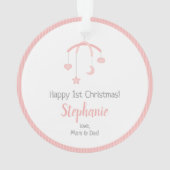 ベビーの初めてのクリスマスベビーガールと彼女のモバイル オーナメント (裏面)