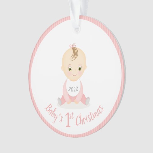ベビーの初めてのクリスマスベビーガールと彼女のモバイル オーナメント (正面)