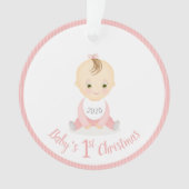 ベビーの初めてのクリスマスベビーガールと彼女のモバイル オーナメント (正面)