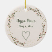 ベビーの初めてのクリスマスベビー足プリント セラミックオーナメント (裏面)