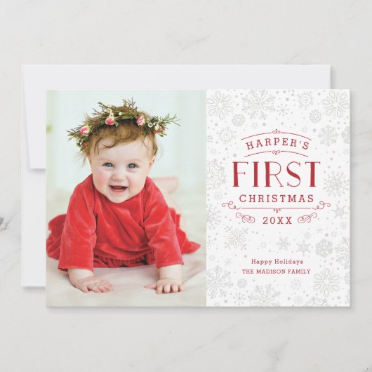 ベビーの初めてのクリスマスホリデーフォトカード (正面)