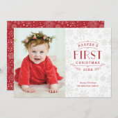 ベビーの初めてのクリスマスホリデーフォトカード (正面/裏面)