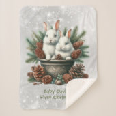 ベビーの初めてのクリスマスボウルに2つのバンニー シェルパブランケット (正面)