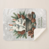 ベビーの初めてのクリスマスボウルに2つのバンニー シェルパブランケット (正面(横))