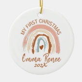 ベビーの初めてのクリスマスボホレインボー セラミックオーナメント (正面)