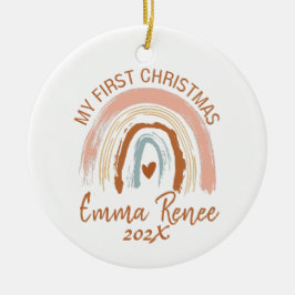 ベビーの初めてのクリスマスボホレインボー セラミックオーナメント