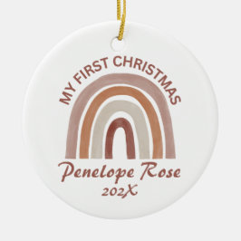 ベビーの初めてのクリスマスボホレインボー セラミックオーナメント