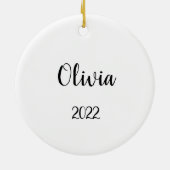 ベビーの初めてのクリスマスマーメイドガール名前をカスタムする セラミックオーナメント (裏面)
