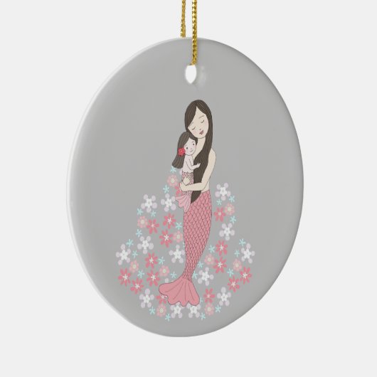 ベビーの初めてのクリスマスマーメイドマムガールカスタム セラミックオーナメント (右)
