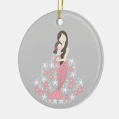 ベビーの初めてのクリスマスマーメイドマムガールカスタム セラミックオーナメント (左)