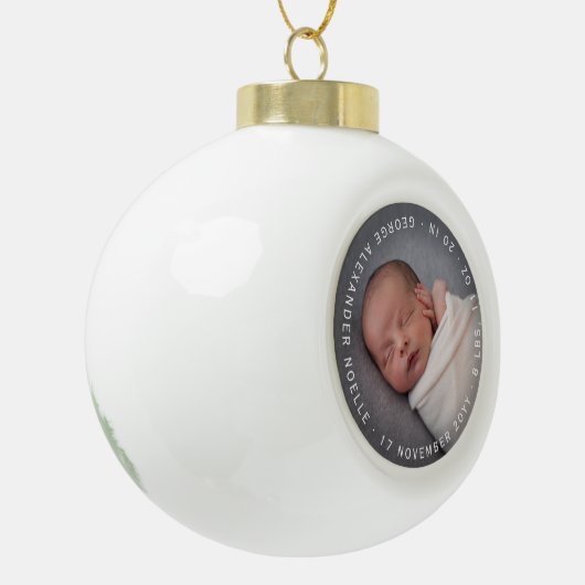 ベビーの初めてのクリスマスミニマリストのサークル写真 セラミックボールオーナメント (左)