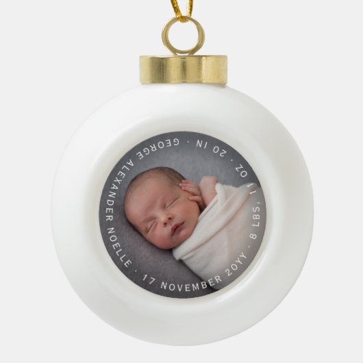 ベビーの初めてのクリスマスミニマリストのサークル写真 セラミックボールオーナメント (正面)
