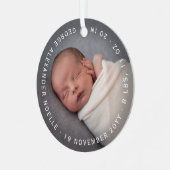 ベビーの初めてのクリスマスミニマリストのサークル写真 メタルオーナメント (正面左)