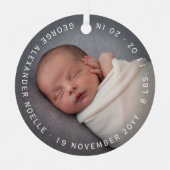 ベビーの初めてのクリスマスミニマリストのサークル写真 メタルオーナメント (正面)