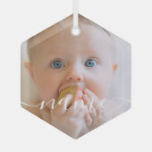 ベビーの初めてのクリスマスミニマル写真 ガラスオーナメント (正面)