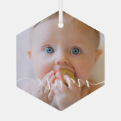 ベビーの初めてのクリスマスミニマル写真 ガラスオーナメント (裏面)