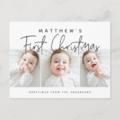 ベビーの初めてのクリスマスモダンシンプル3枚の写真 シーズンポストカード (正面)