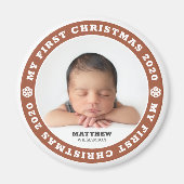 ベビーの初めてのクリスマスモダンスノーフレーク写真 マグネット (正面)