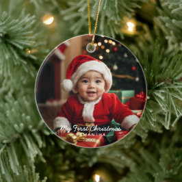 ベビーの初めてのクリスマスモダンフォトオーナメント セラミックオーナメント