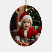 ベビーの初めてのクリスマスモダンフォトオーナメント セラミックオーナメント (右)