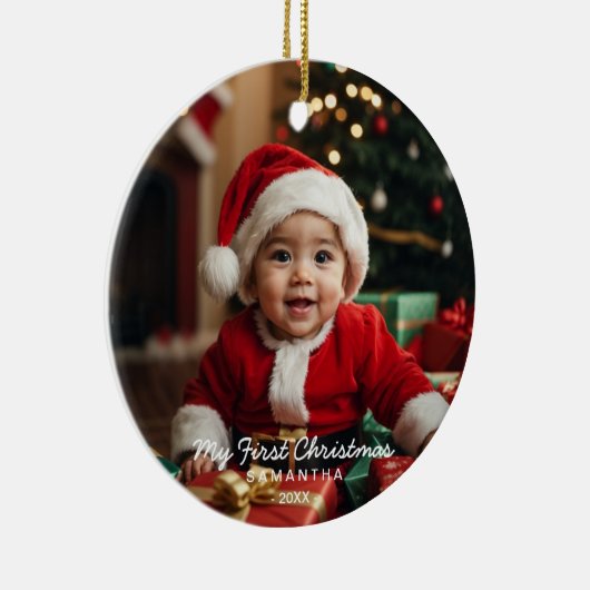 ベビーの初めてのクリスマスモダンフォトオーナメント セラミックオーナメント (右)