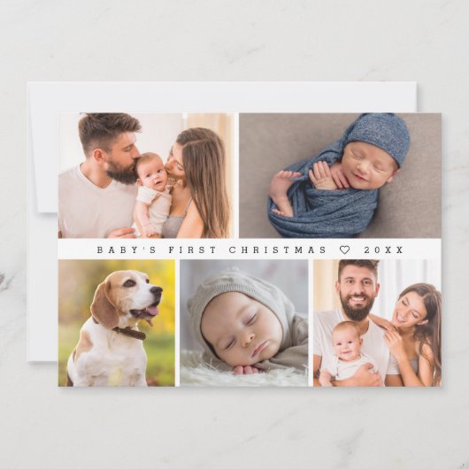 ベビーの初めてのクリスマスモダン写真コラージュHappy シーズンカード (正面)