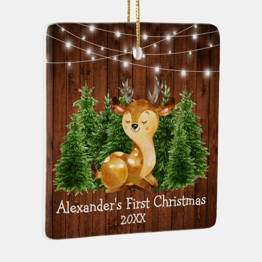 ベビーの初めてのクリスマスライトウォーターカラーディアー セラミックオーナメント (右)