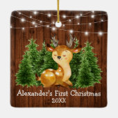 ベビーの初めてのクリスマスライトウォーターカラーディアー セラミックオーナメント (裏面)