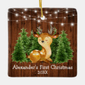 ベビーの初めてのクリスマスライトウォーターカラーディアー セラミックオーナメント (正面)