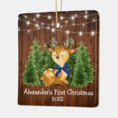 ベビーの初めてのクリスマスライトディアブルーボウ セラミックオーナメント (左)