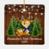 ベビーの初めてのクリスマスライトディアブルーボウ セラミックオーナメント (裏面)