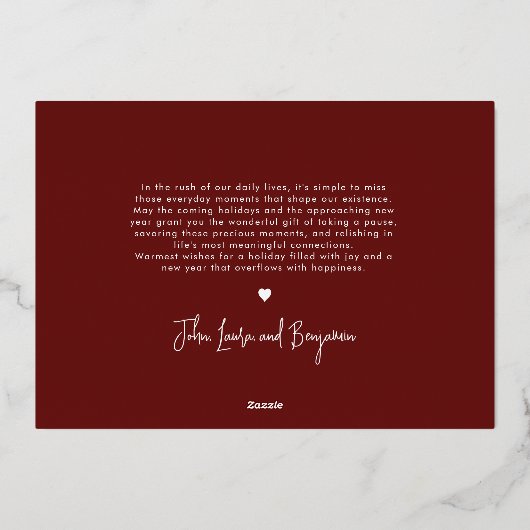 ベビーの初めてのクリスマスレトロタイポグラフィ1写真 箔シーズンカード (裏面)