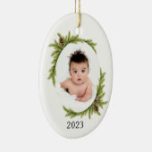 ベビーの初めてのクリスマス休日の写真と年 セラミックオーナメント (右)