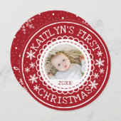 ベビーの初めてのクリスマス休日の誕生発表 シーズンカード (正面/裏面)